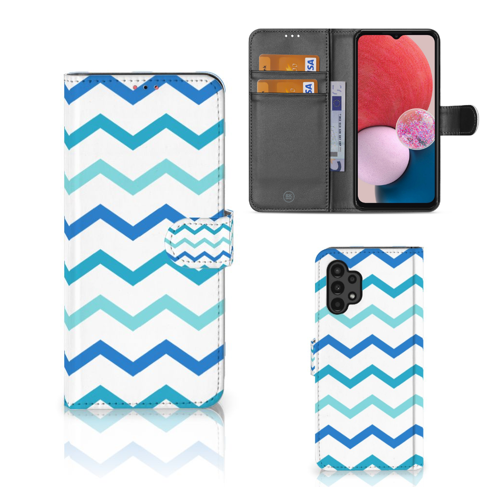 Samsung Galaxy A13 (4G) Telefoon Hoesje Zigzag Blauw