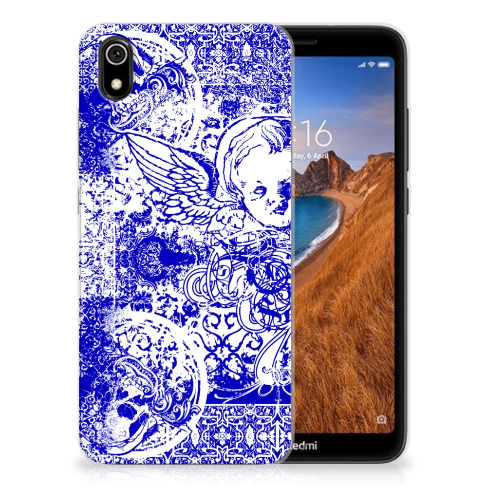 Silicone Back Case Xiaomi Redmi 7A Angel Skull Blauw