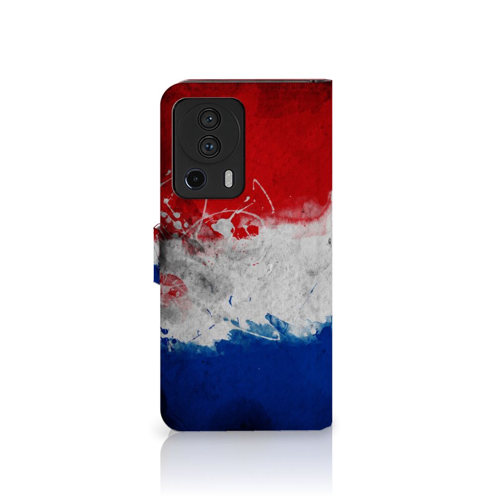 Xiaomi 13 Lite Bookstyle Case Nederland met artistiek ontwerp van de Nederlandse vlag