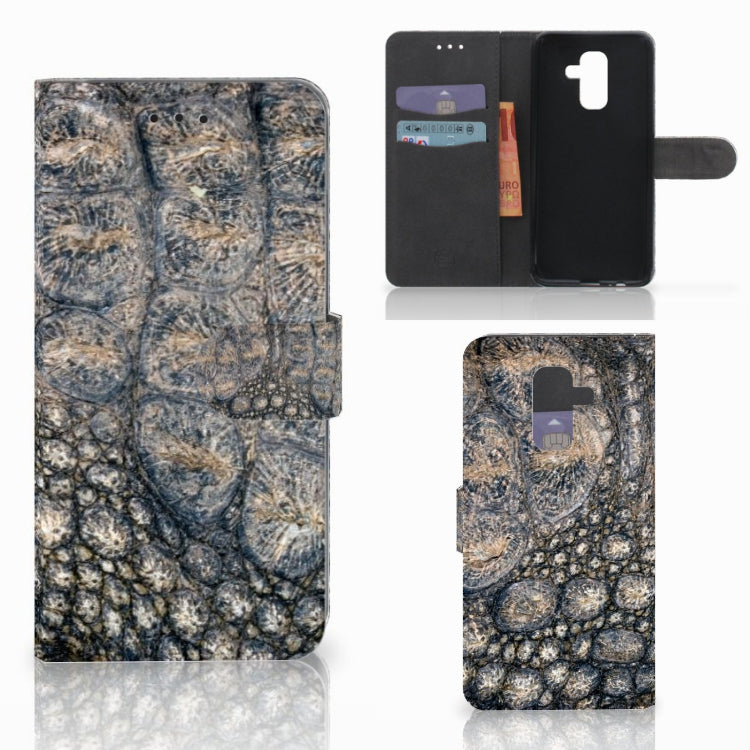 Samsung Galaxy A6 Plus 2018 Telefoonhoesje met Pasjes Krokodillenprint