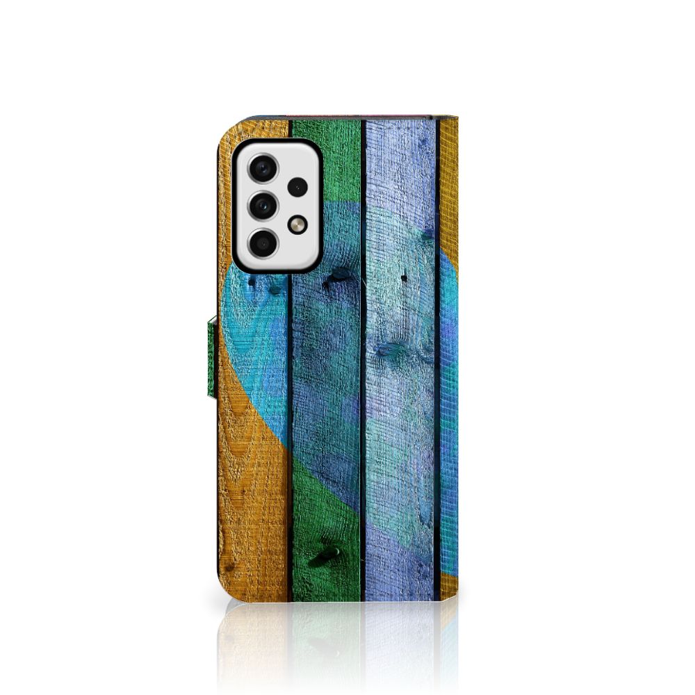 Samsung Galaxy A23 Book Style Case Wood Heart - Cadeau voor je Vriend