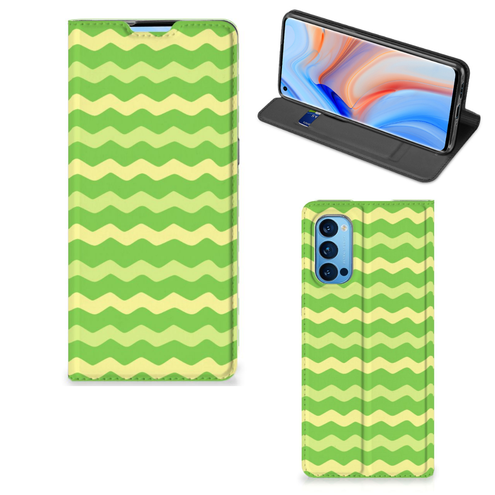 OPPO Reno4 Pro 5G Hoesje met Magneet Waves Green - B2C Telecom