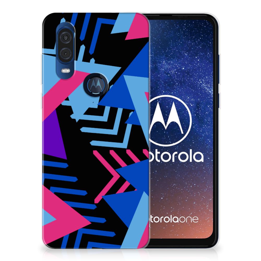 Motorola One Vision TPU Hoesje Funky Triangle