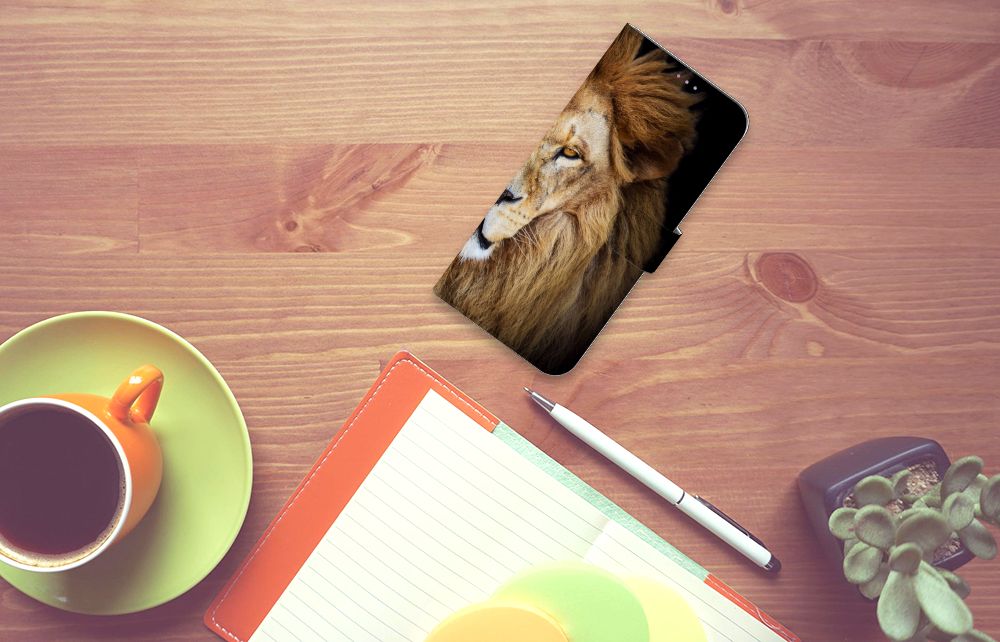 Motorola Moto G60s Telefoonhoesje met Pasjes Leeuw