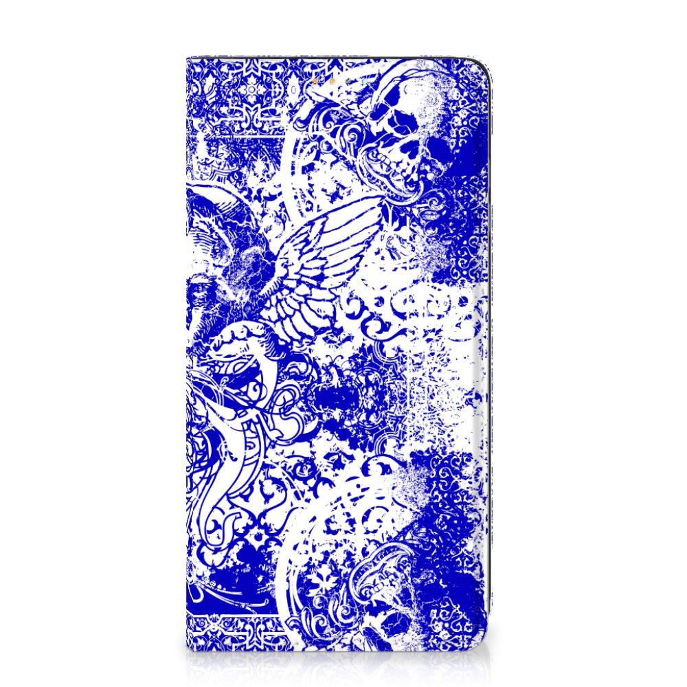 Mobiel BookCase Samsung Galaxy A32 4G | A32 5G Enterprise Editie Angel Skull Blauw - B2C Telecom
