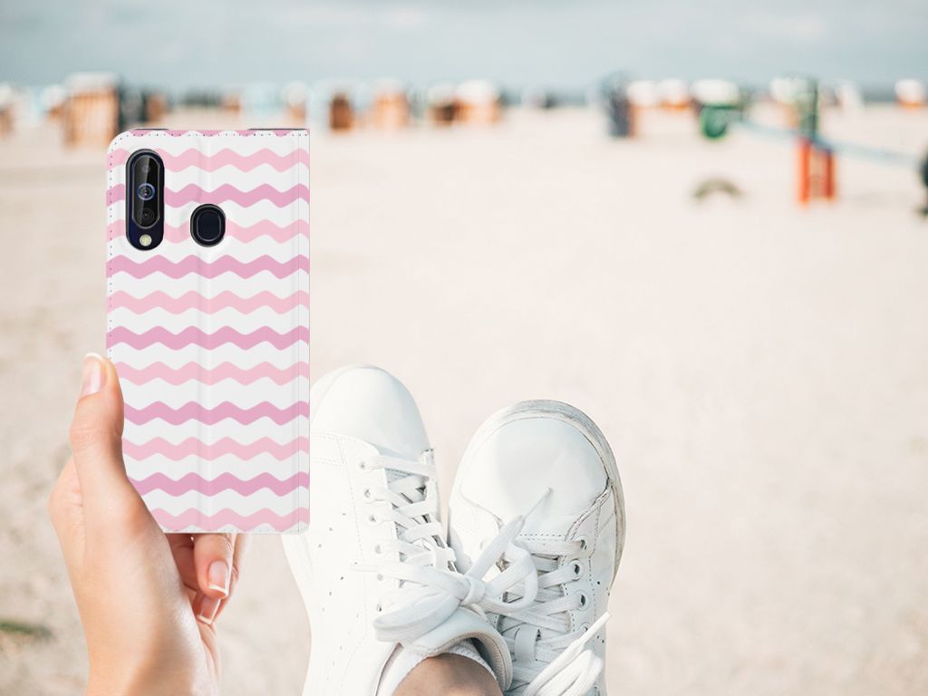 Samsung Galaxy A60 Hoesje met Magneet Waves Roze