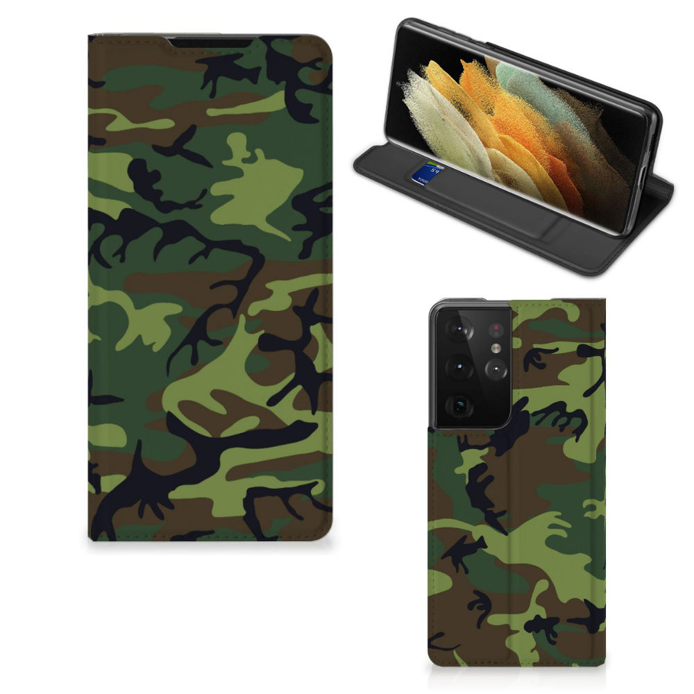 Samsung Galaxy S21 Ultra Hoesje met Magneet Army Dark