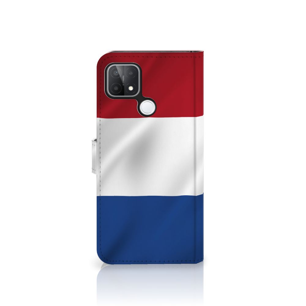 OPPO A15 Bookstyle Case Nederlandse Vlag met artistiek design van de Nederlandse vlag.