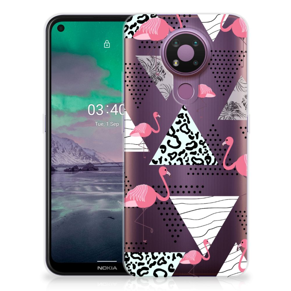 Nokia 3.4 TPU Hoesje Flamingo Triangle