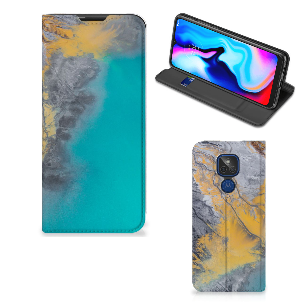 Motorola Moto G9 Play Standcase Marble Blue Gold - B2C Telecom