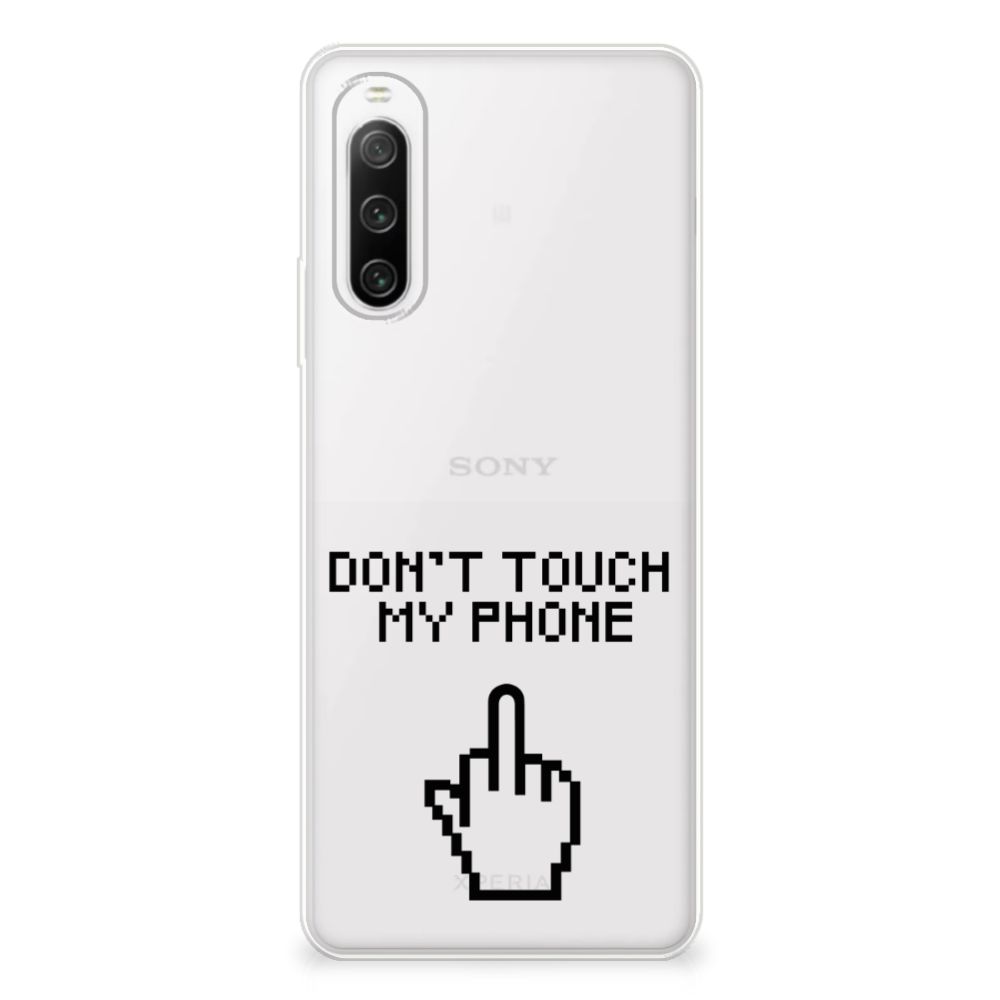 Sony Xperia 10 IV Silicone-hoesje Finger Don't Touch My Phone