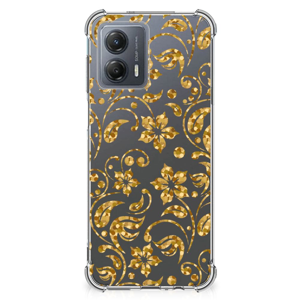 Motorola Moto G53 Case Gouden Bloemen