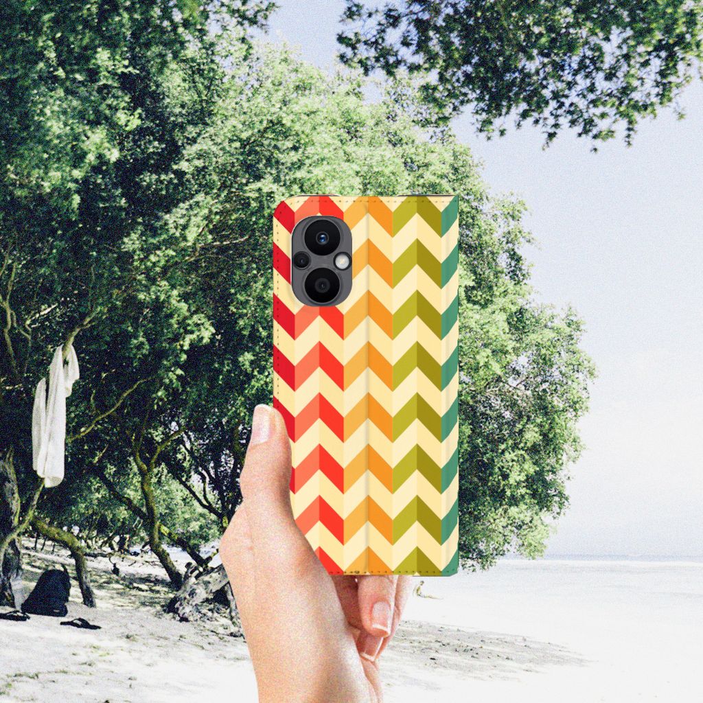 OPPO Reno8 Lite Hoesje met Magneet Zigzag Multi Color - B2C Telecom