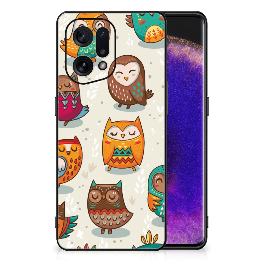 OPPO Find X5 Dierenprint Telefoonhoesje Vrolijke Uilen B2C Telecom
