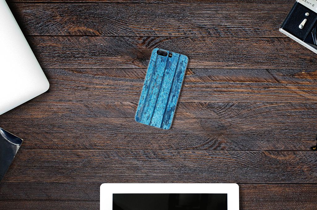 Huawei P10 Bumper Hoesje Wood Blue