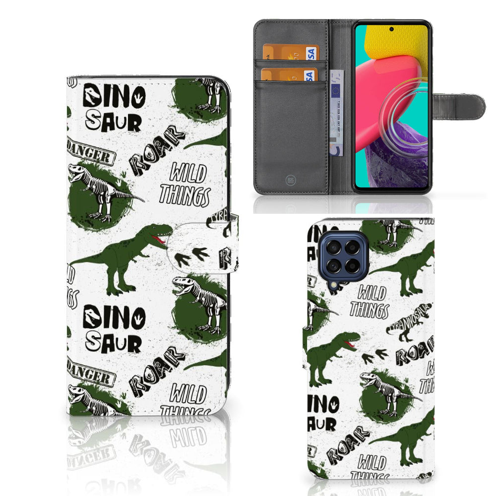 Telefoonhoesje met Pasjes voor Samsung Galaxy M53 Dinosaurus