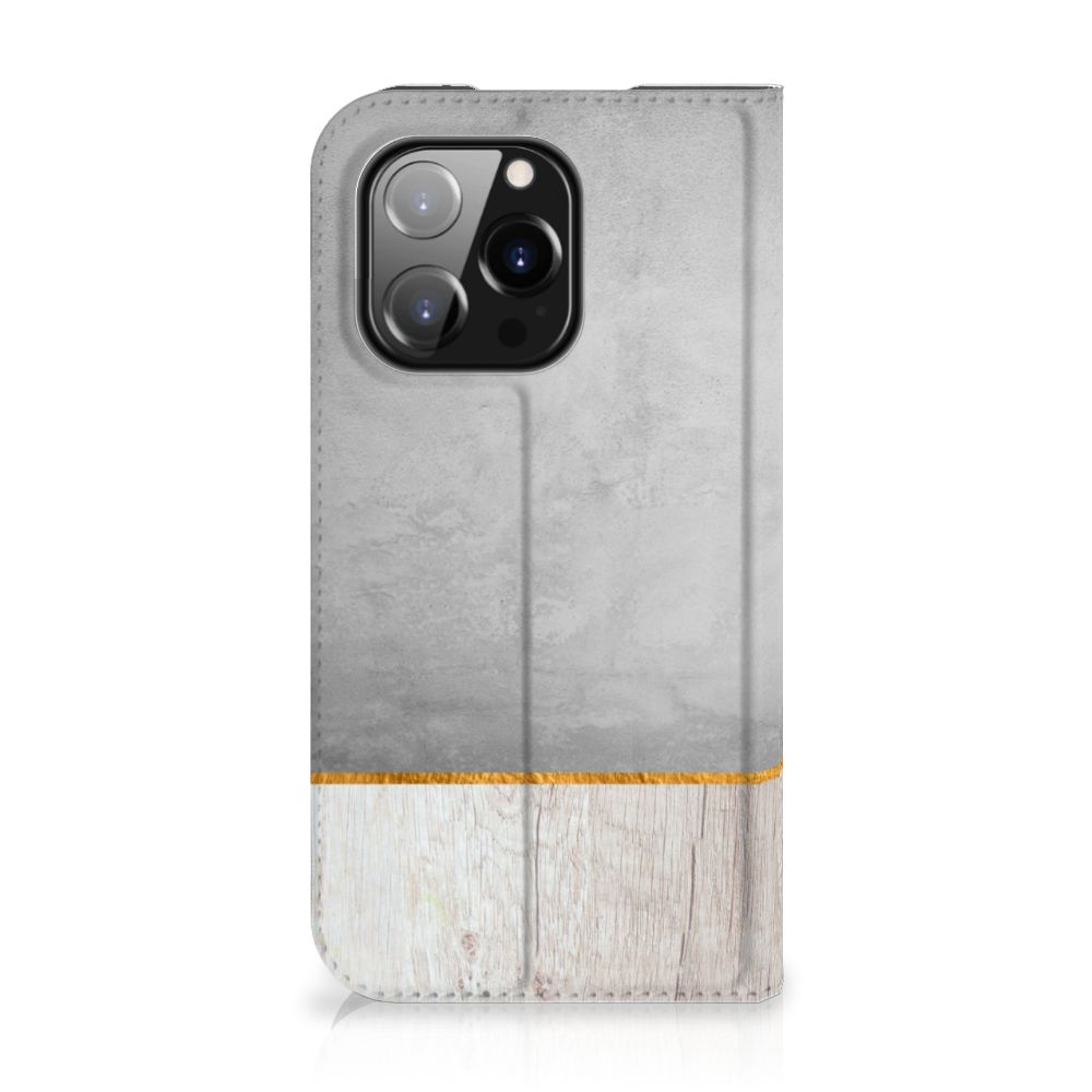 iPhone 14 Pro Book Wallet Case Wood Concrete - B2C Telecom