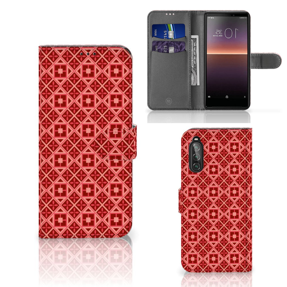 Sony Xperia 10 II Telefoon Hoesje Batik Rood