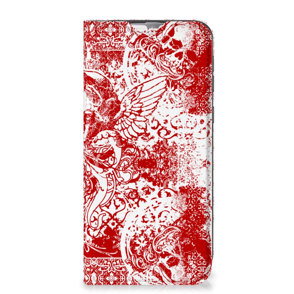Mobiel BookCase Samsung Galaxy M31 Angel Skull Rood - B2C Telecom