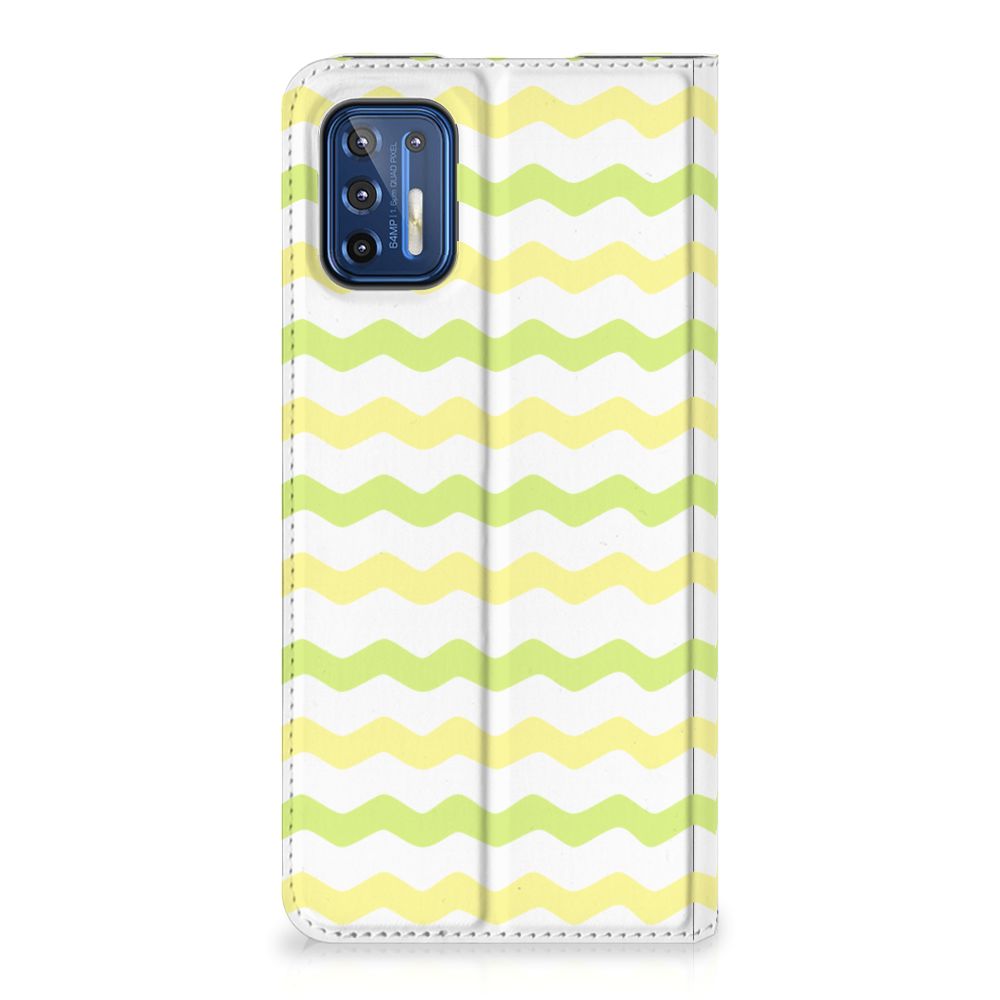 Motorola Moto G9 Plus Hoesje met Magneet Waves Yellow - B2C Telecom