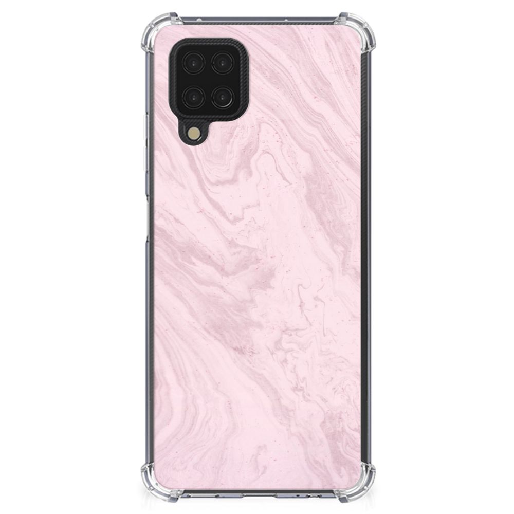 Samsung Galaxy A12 Anti-Shock Hoesje Marble Pink - Origineel Cadeau Vriendin