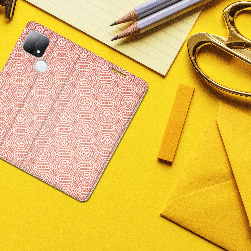 OPPO A15 Hoesje met Magneet Pattern Orange - B2C Telecom