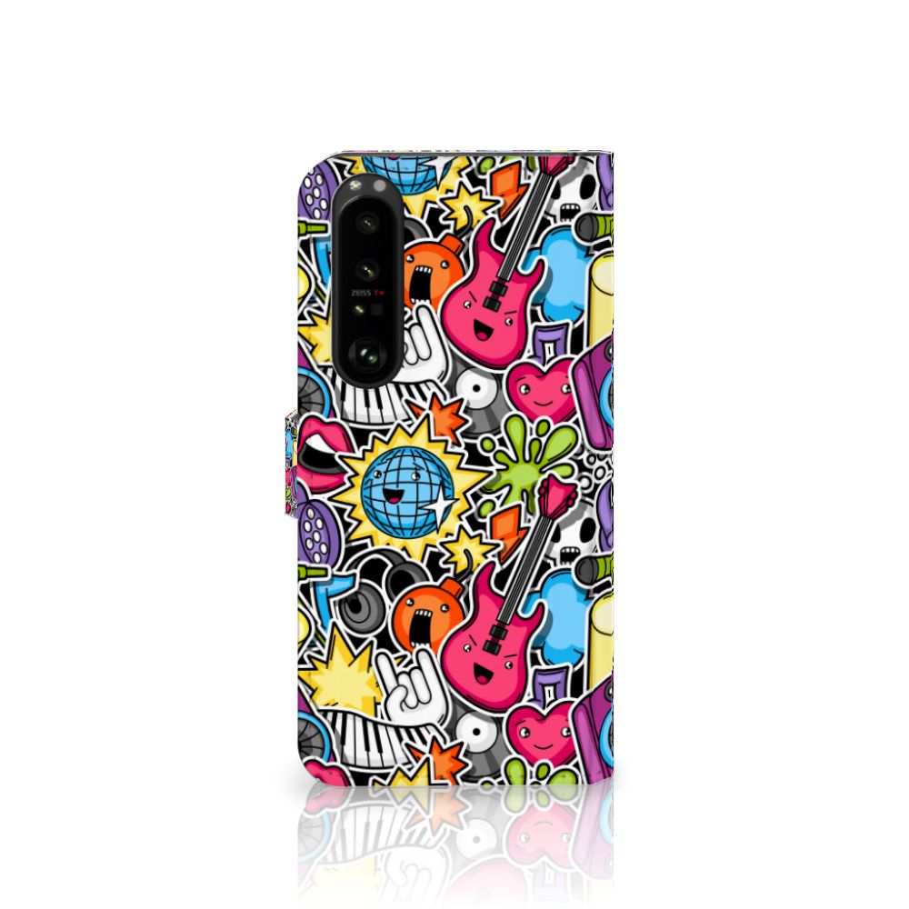 Sony Xperia 1 III Wallet Case met Pasjes Punk Rock