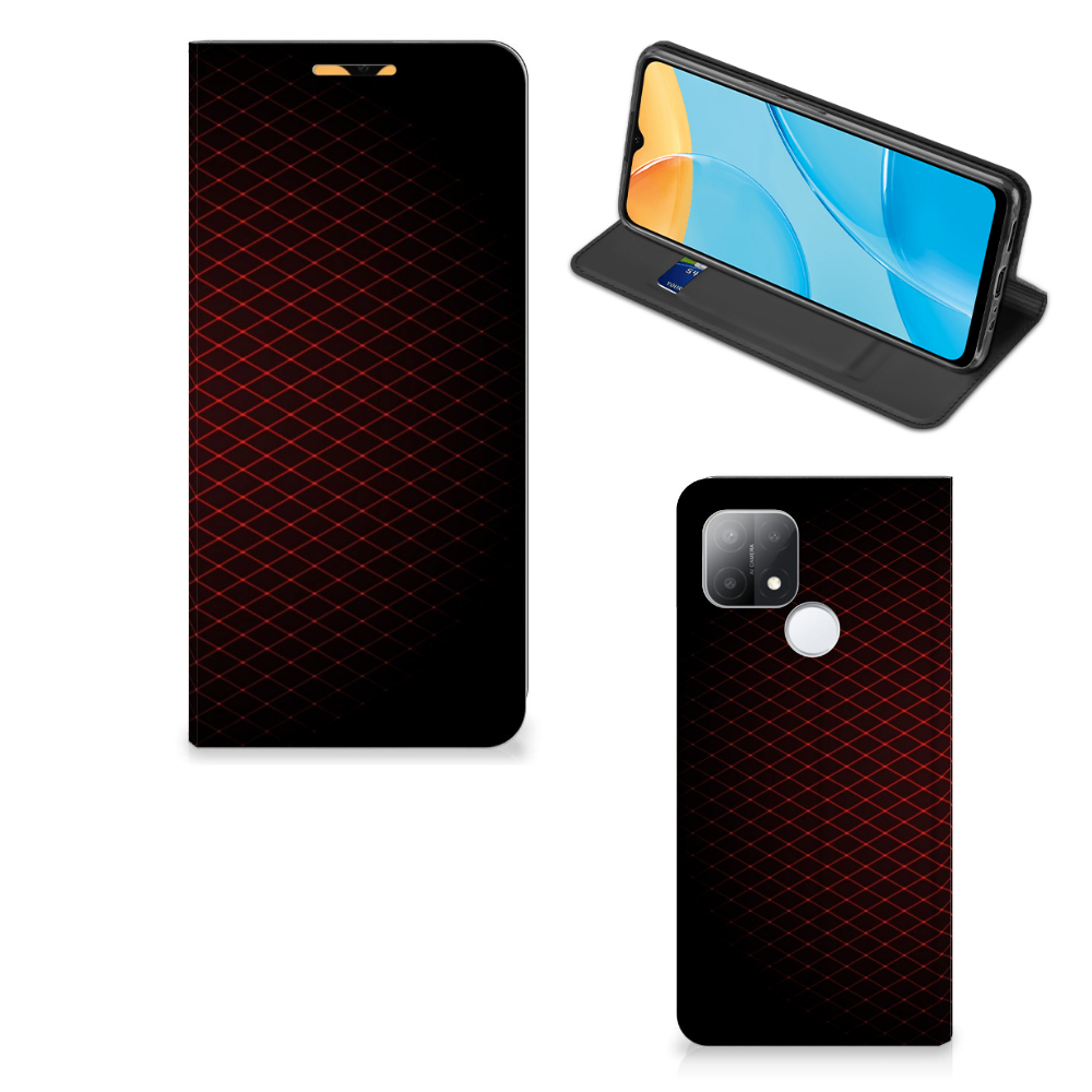 OPPO A15 Hoesje met Magneet Geruit Rood - B2C Telecom