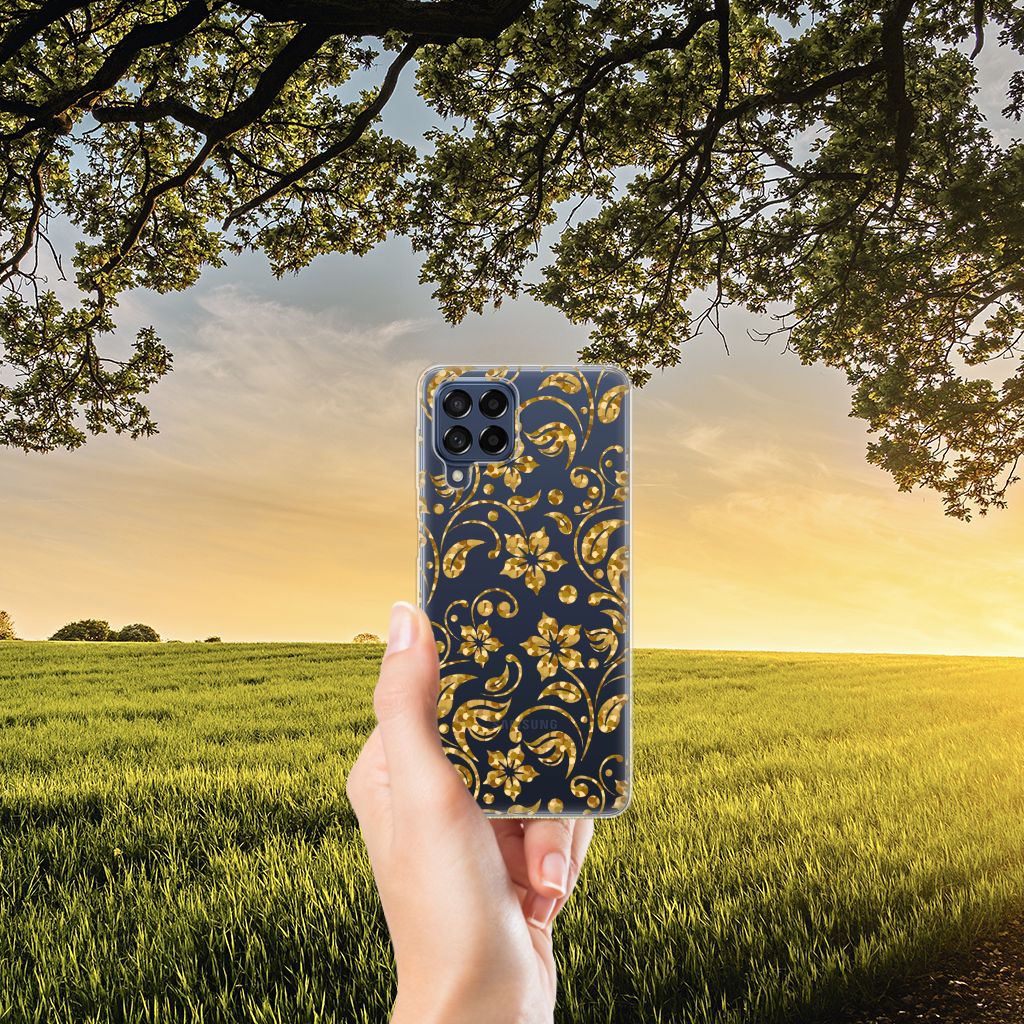 Samsung Galaxy M53 TPU Case Gouden Bloemen