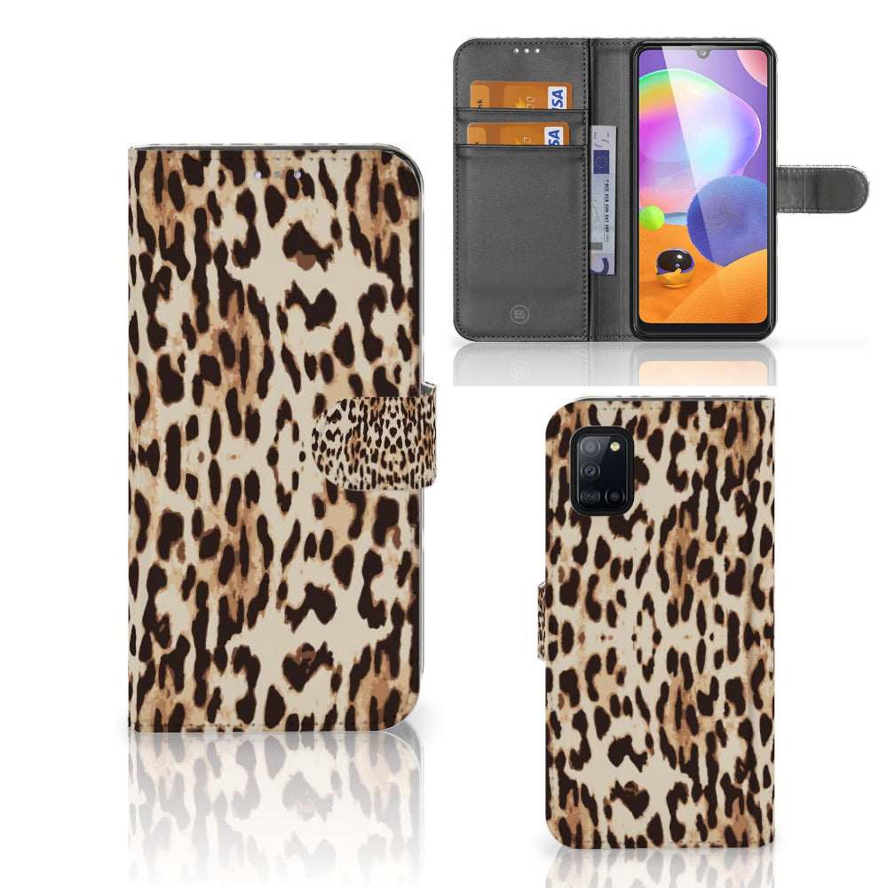 Samsung Galaxy A31 Telefoonhoesje met Pasjes Leopard