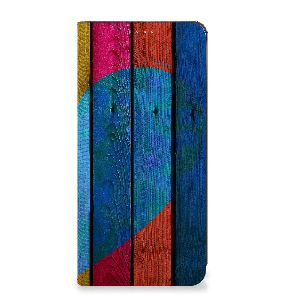 Google Pixel 8 Book Wallet Case Wood Heart - Cadeau voor je Vriend