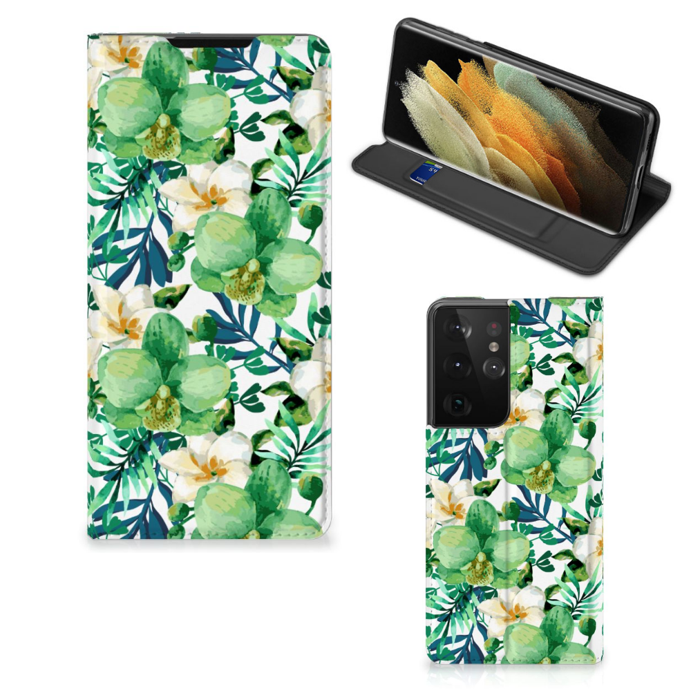 Samsung Galaxy S21 Ultra Smart Cover Orchidee Groen - B2C Telecom