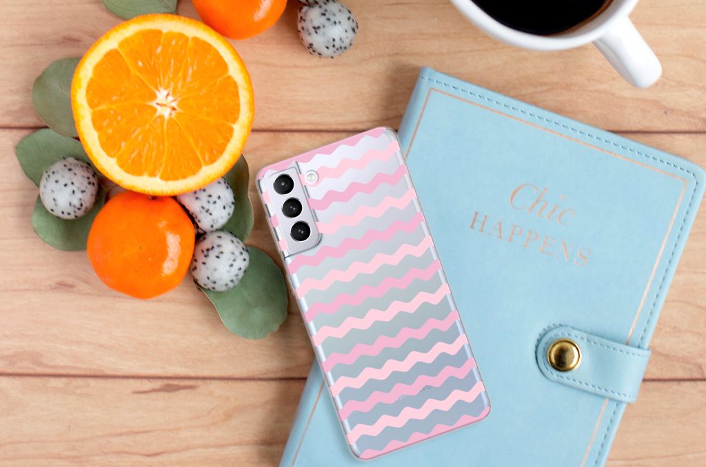 Samsung Galaxy S21 Plus TPU bumper Waves Roze B2C Telecom