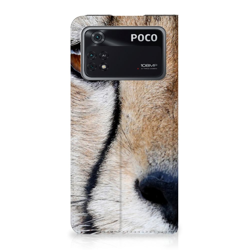 Poco X4 Pro 5G Hoesje maken Cheetah met close-up van jachtluipaard, flitsend design en dierenprint.