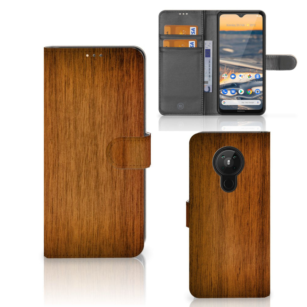 Nokia 5.3 Book Style Case Donker Hout