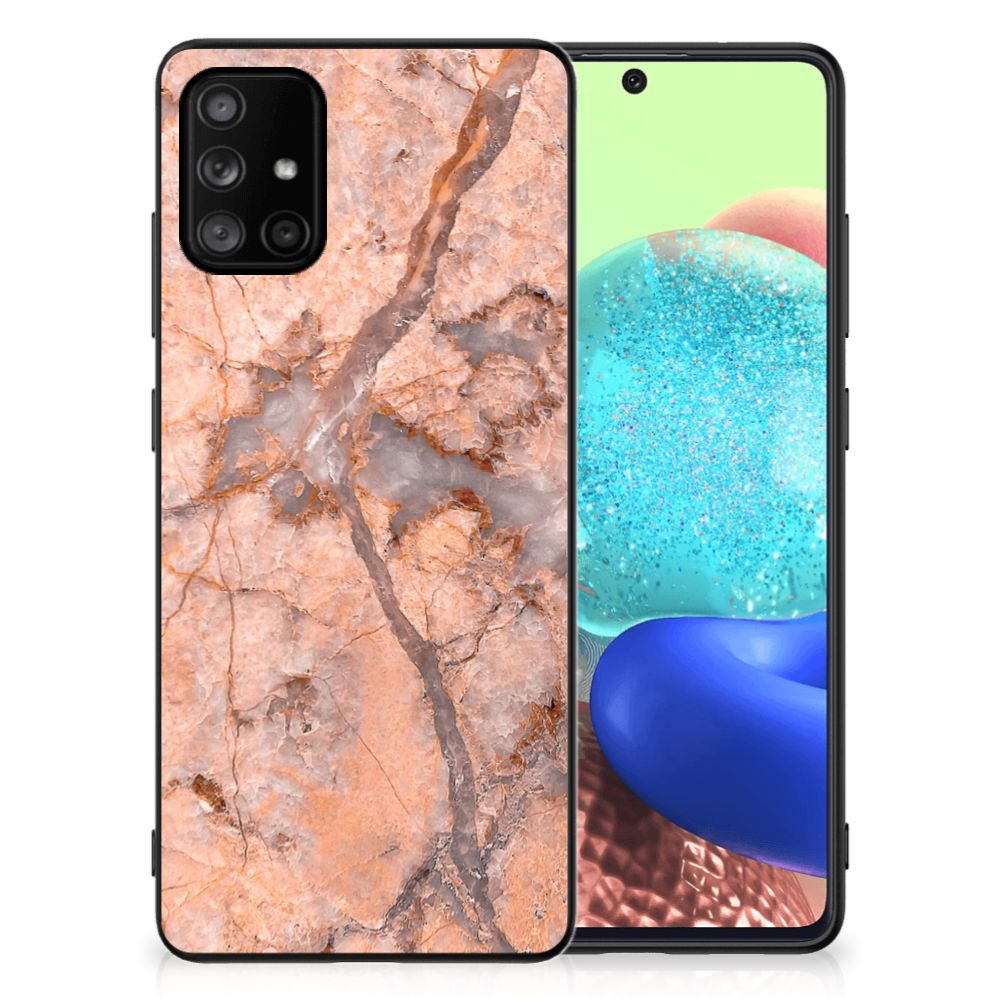 Samsung Galaxy A71 Marmeren Print Telefoonhoesje Marmer Oranje