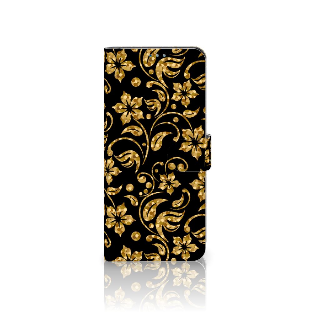 Motorola Moto G9 Plus Hoesje Gouden Bloemen