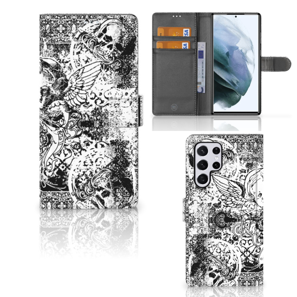 Telefoonhoesje met Naam Samsung Galaxy S22 Ultra Skulls Angel
