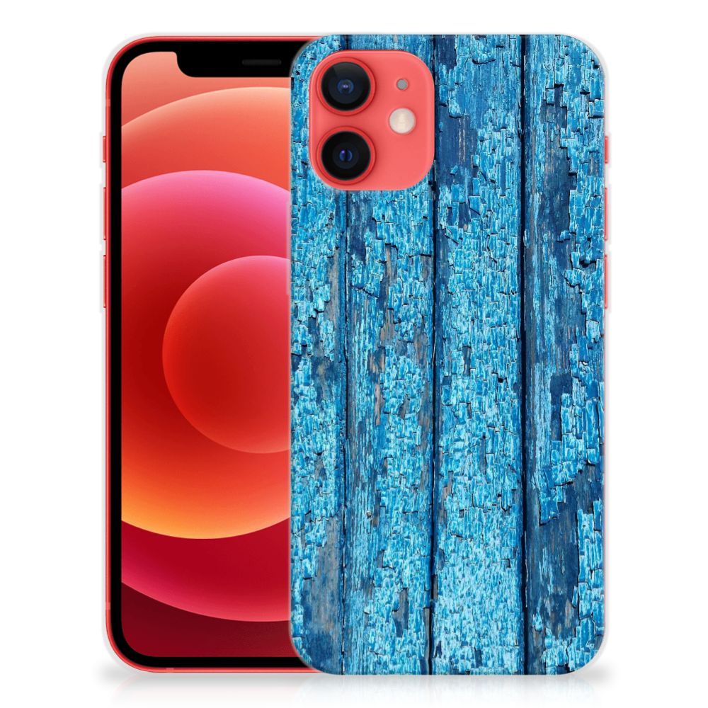 iPhone 12 Mini Bumper Hoesje Wood Blue B2C Telecom