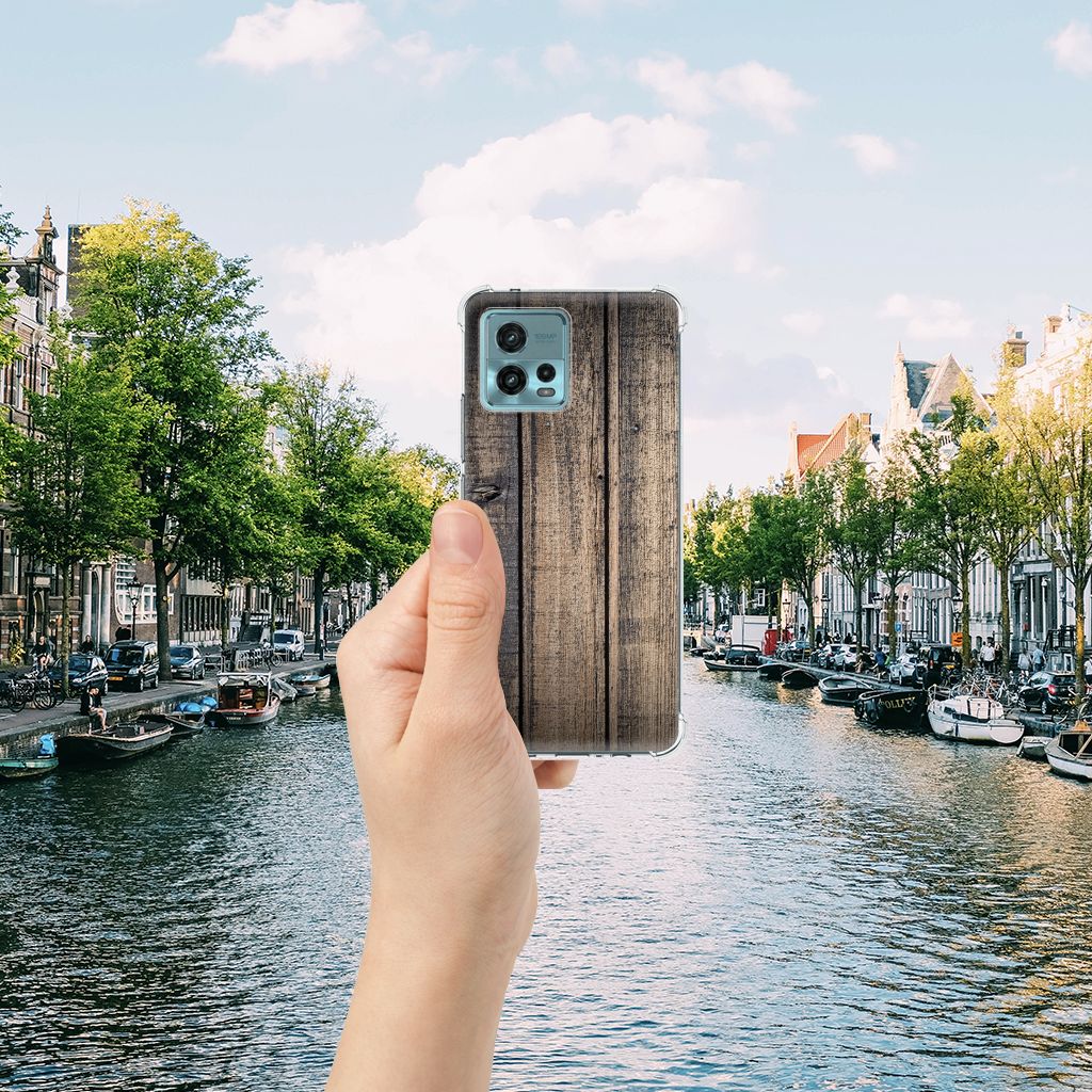 otorola Moto G72 Stevig Telefoonhoesje Steigerhout B2C Telecom