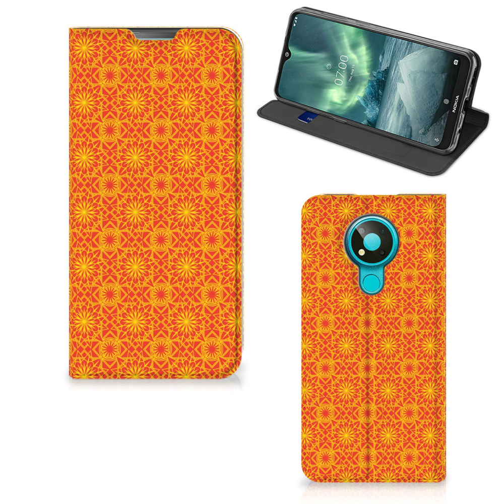 Nokia 3.4 Hoesje met Magneet Batik Oranje - B2C Telecom