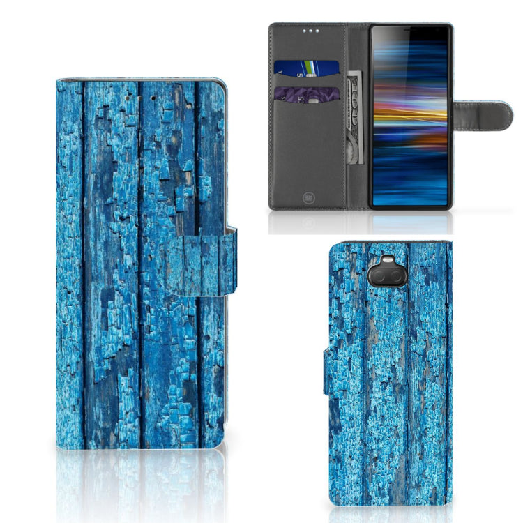 Sony Xperia 10 Book Style Case Wood Blue