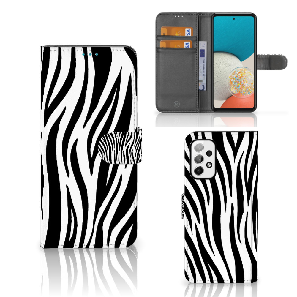 Samsung Galaxy A73 5G Telefoonhoesje met Pasjes Zebra