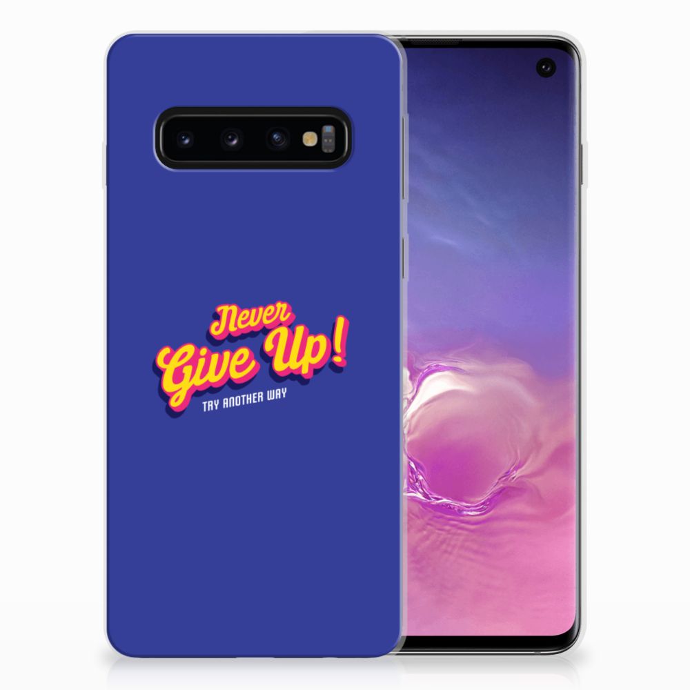 Samsung Galaxy S10 Siliconen hoesje met naam Never Give Up