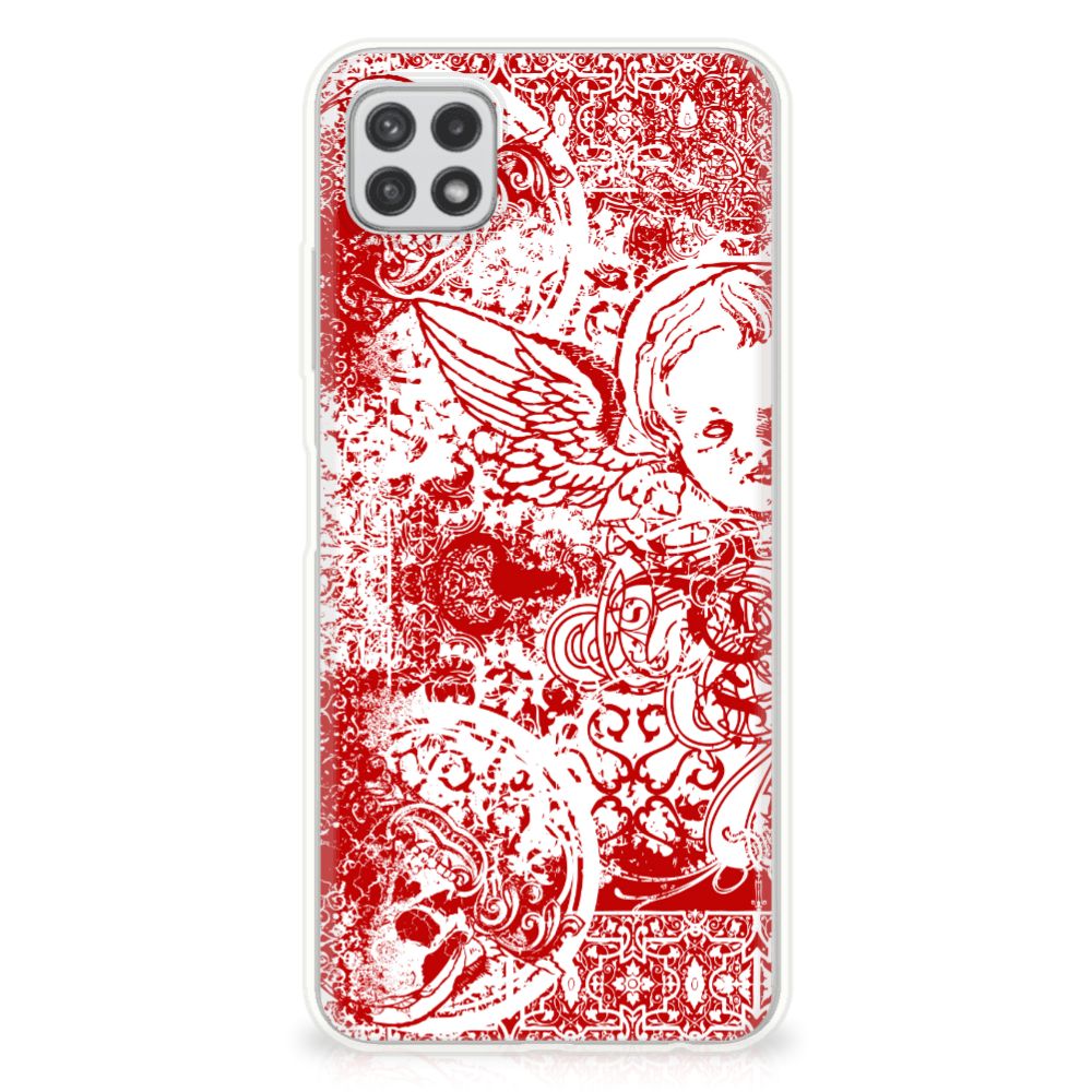 Silicone Back Case Samsung Galaxy A22 5G Angel Skull Rood