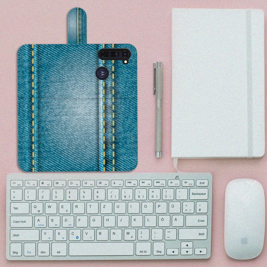 Motorola Moto G Pro Wallet Case met Pasjes Jeans