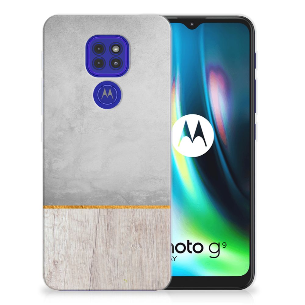 Motorola Moto G9 Play | E7 Plus Bumper Hoesje Wood Concrete B2C Telecom