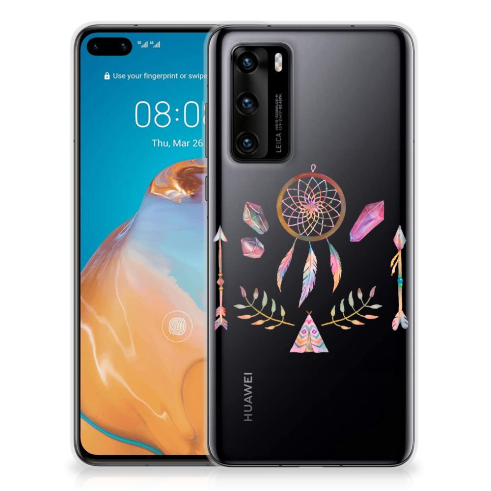Huawei P40 Telefoonhoesje met Naam Boho Dreamcatcher B2C Telecom