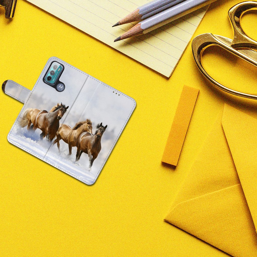 Motorola Moto G60 Telefoonhoesje met Pasjes Paarden