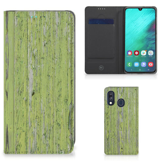 Samsung Galaxy A40 Book Wallet Case Green Wood